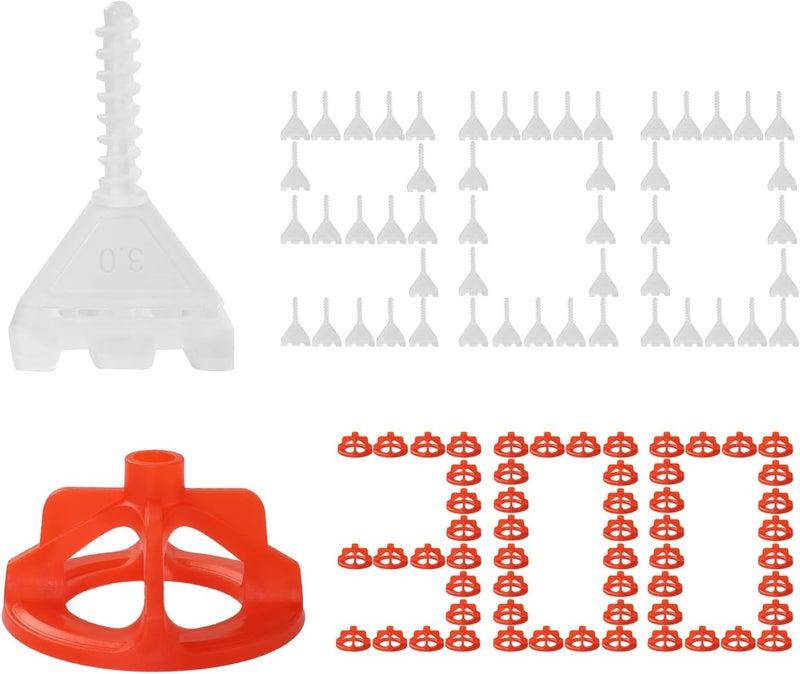 DGSL Tile Leveling System 1/8", 900 Pcs Tile Spacers and 300 Pcs Red Cap, Tile Spacers Leveling System for Professional Ceramic Tile and Stone Installation, Precision Gap Control - Image 1